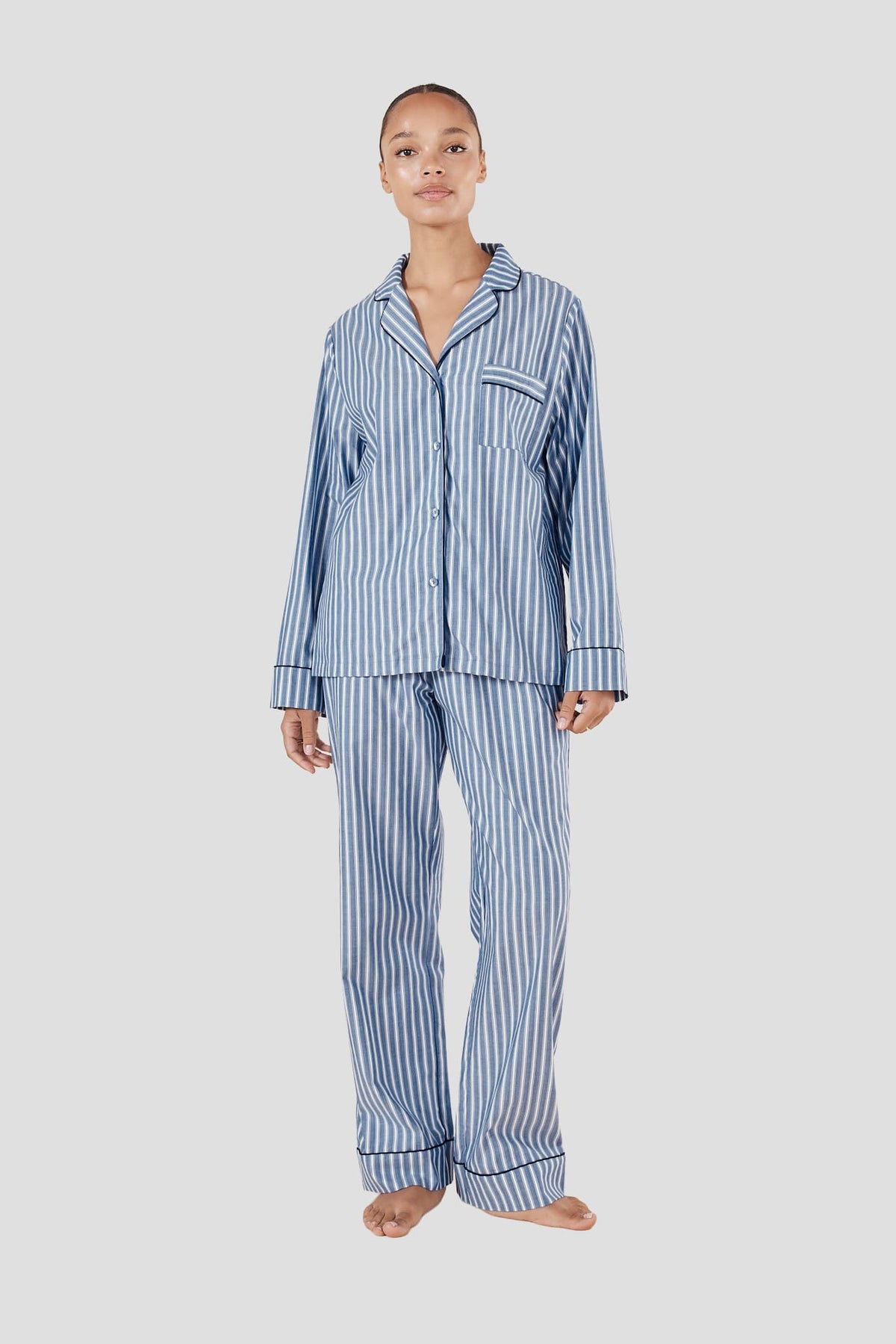 Octavia Cotton Stripe Pj Set - Blue - image 1