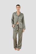 Kienna Geo Printed Silky Satin Pj Set - Olive - image 1