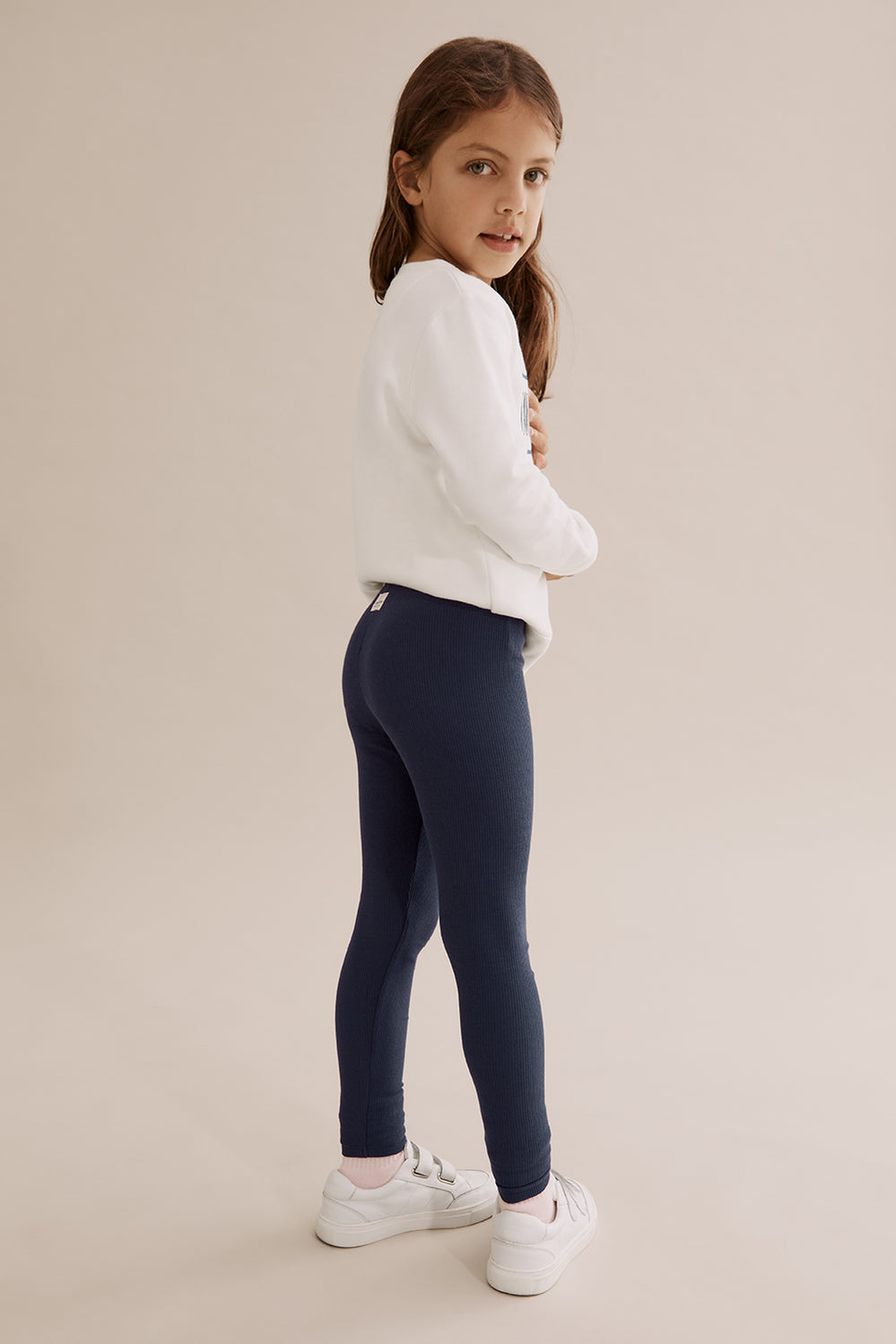 Organically Grown Cotton Blend Solid Rib Legging