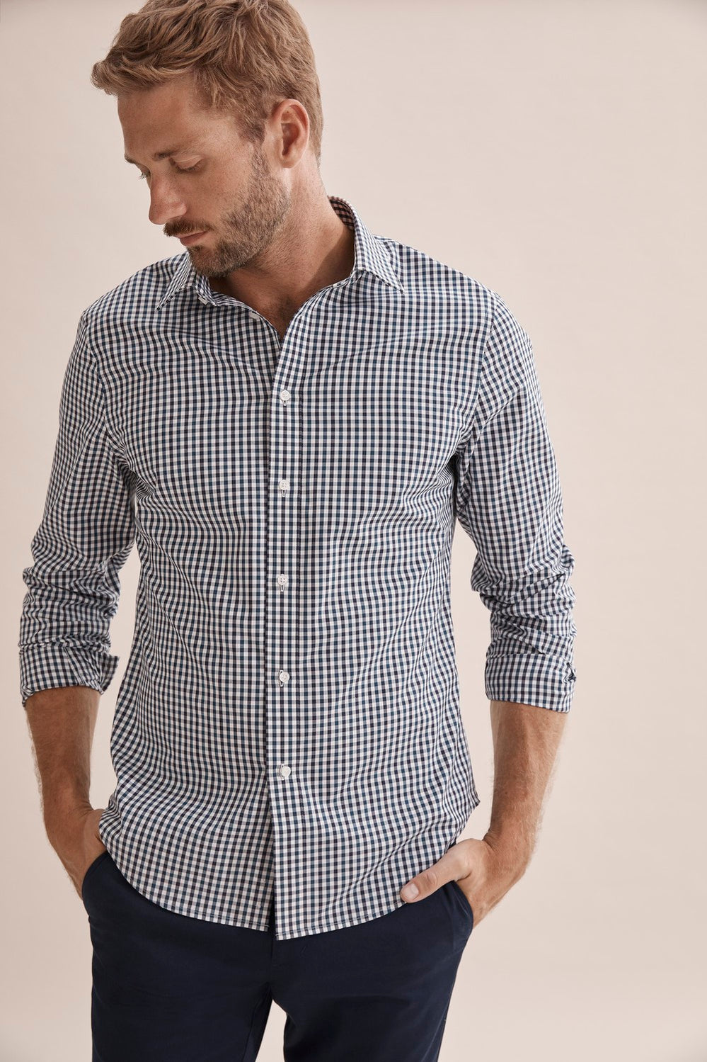 Slim Gingham Travel Shirt