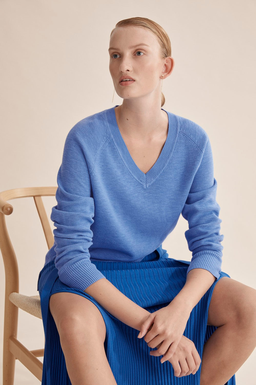 Cotton Linen V-Neck Knit