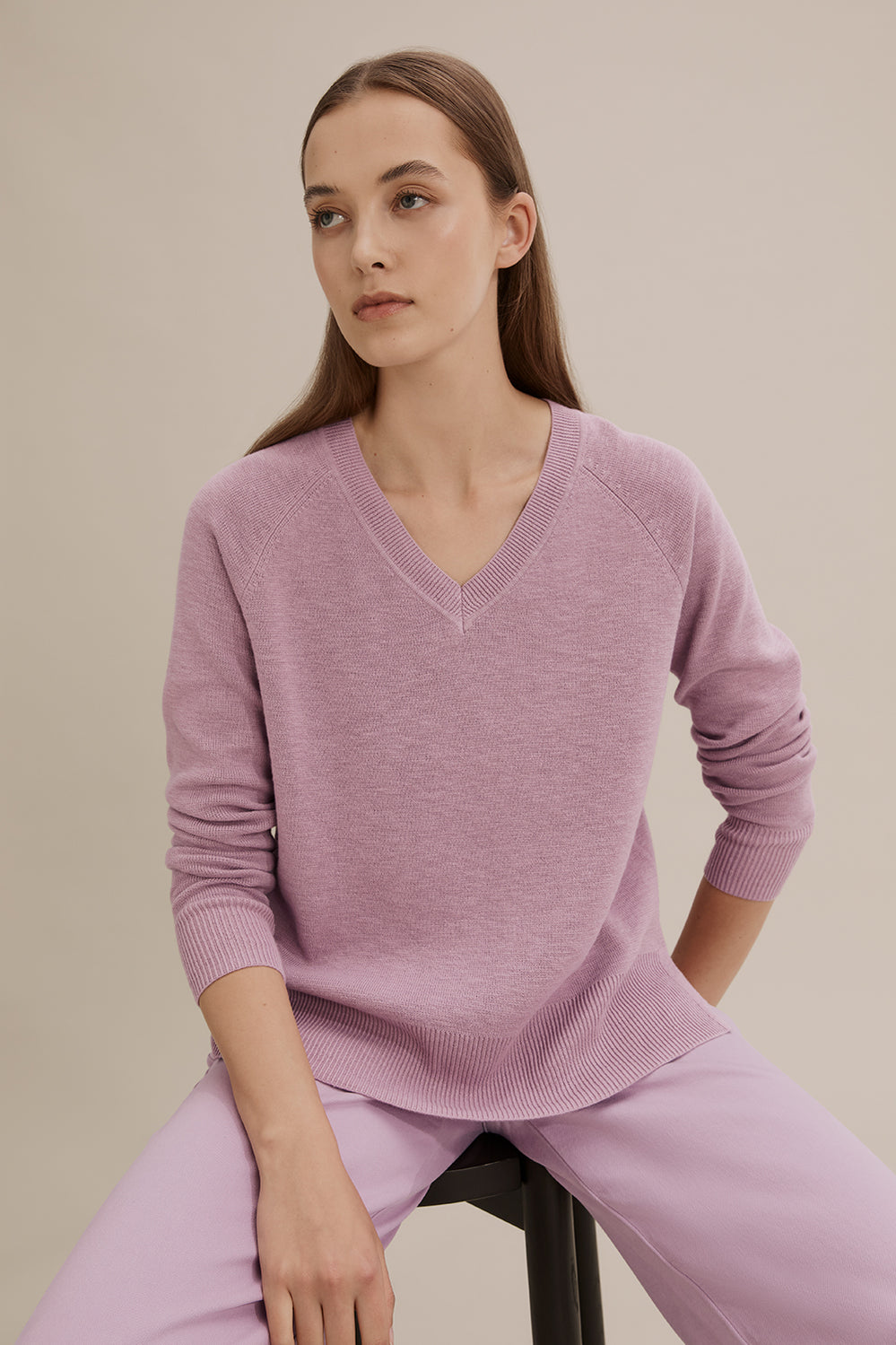 Cotton Linen V-Neck Knit