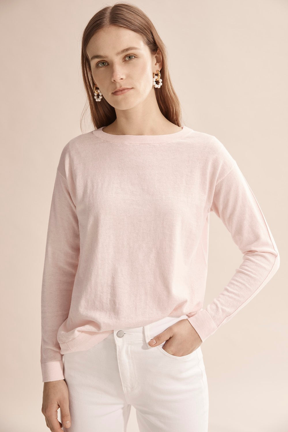 Boat Neck Wool Cotton Sweater