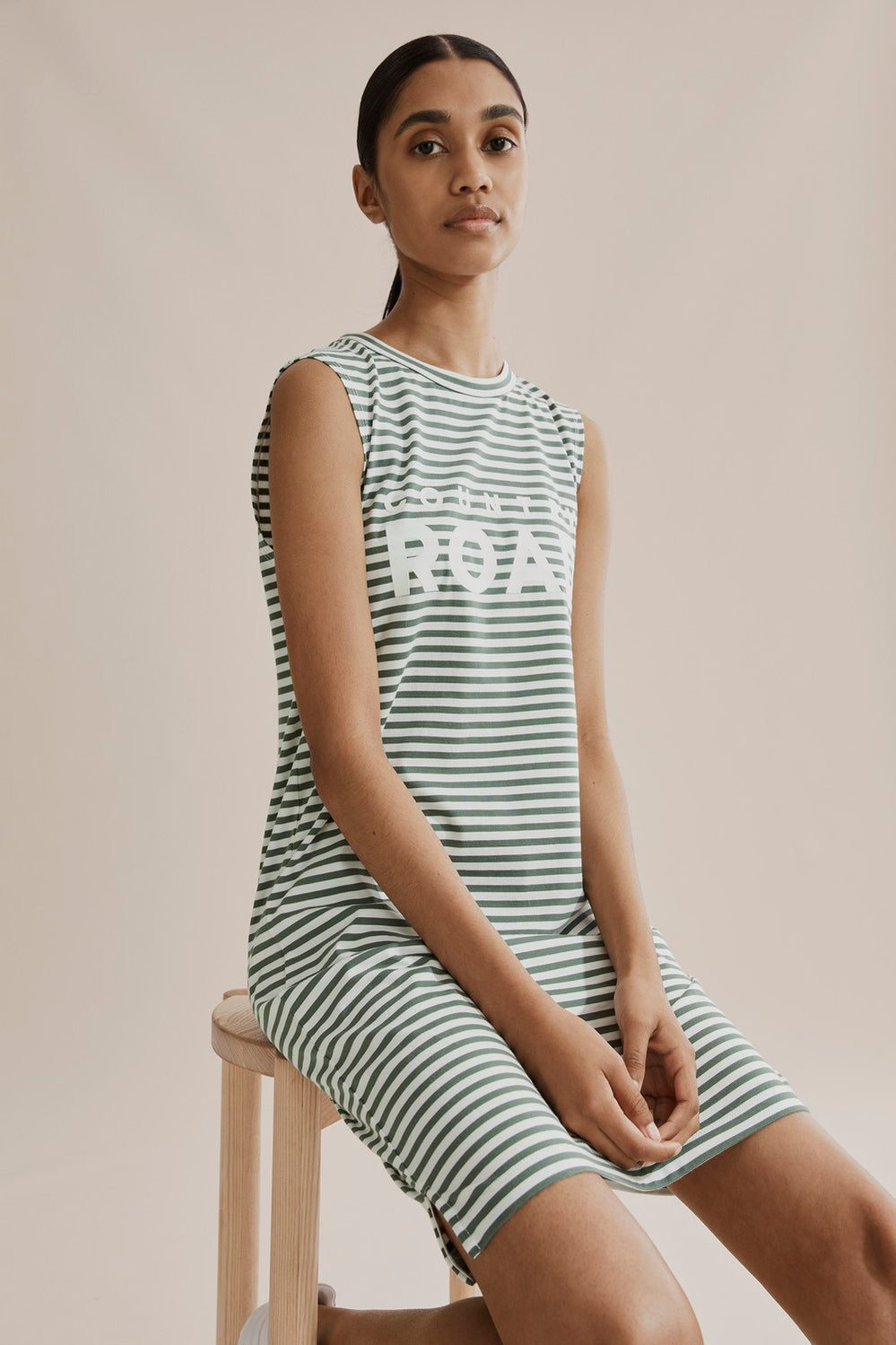 Cotton Stripe Modern Logo Tank Dress