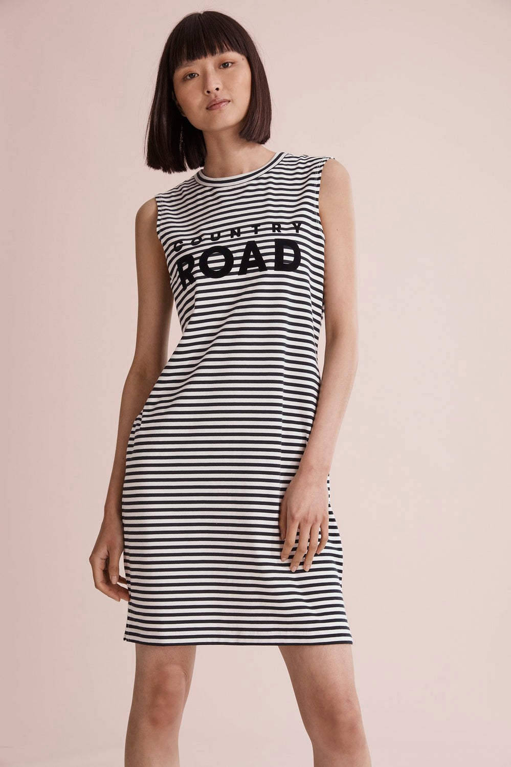 Cotton Stripe Modern Logo Tank Dress