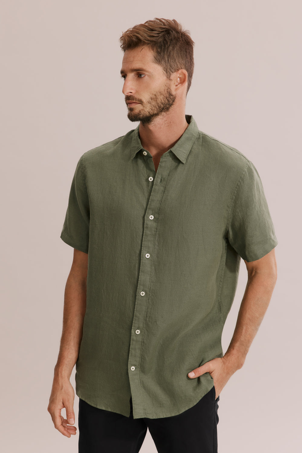 Regular Fit Linen Short Sleeve Shirt