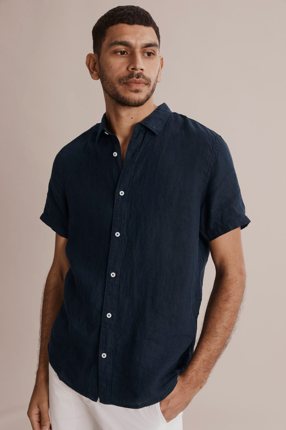 Regular Fit Linen Short Sleeve Shirt