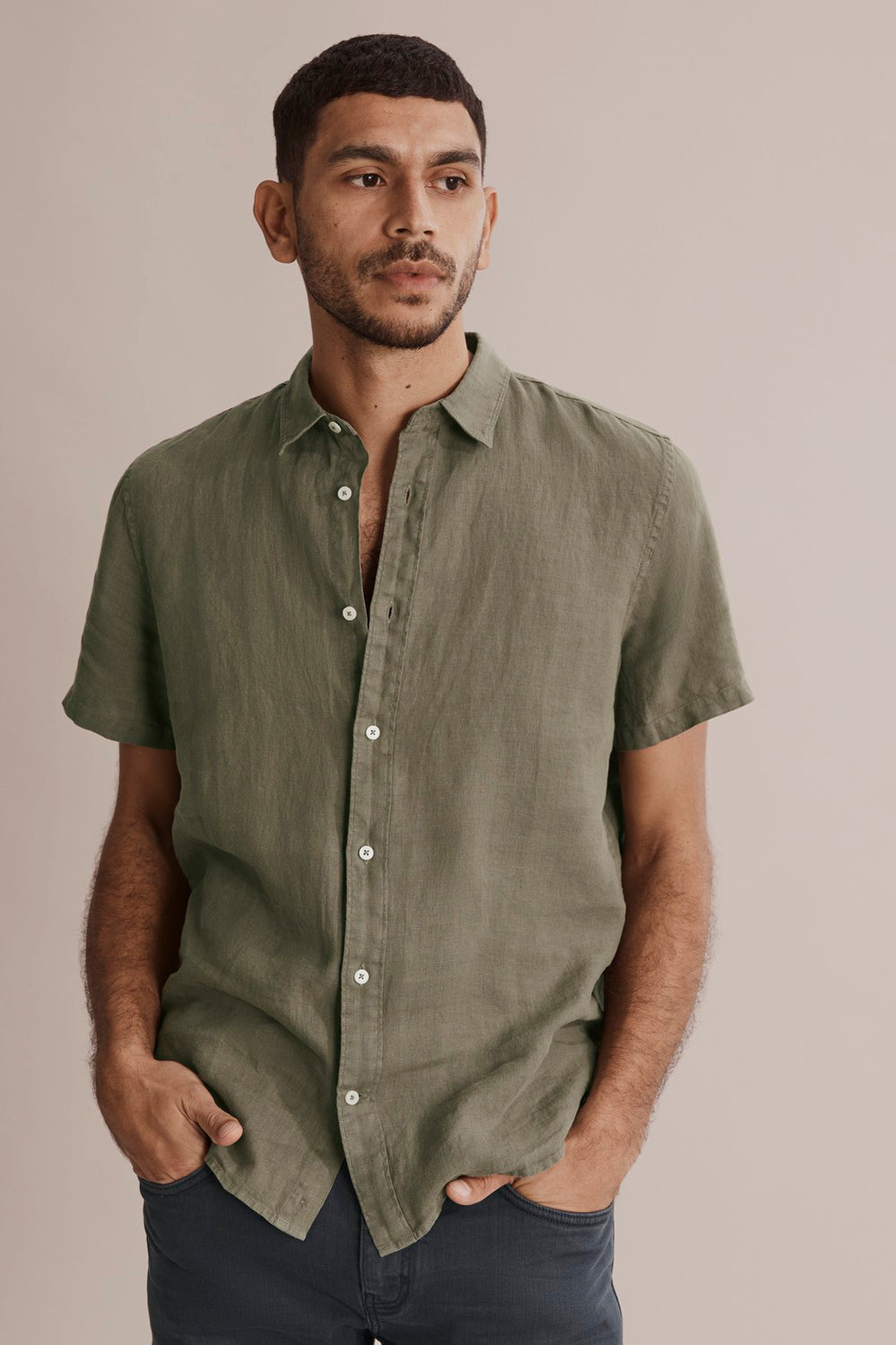 Regular Overdyed Linen Shirt