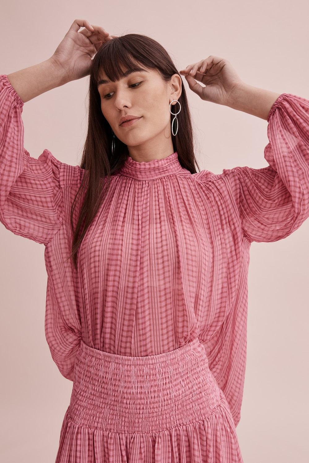 Print Gathered Blouse