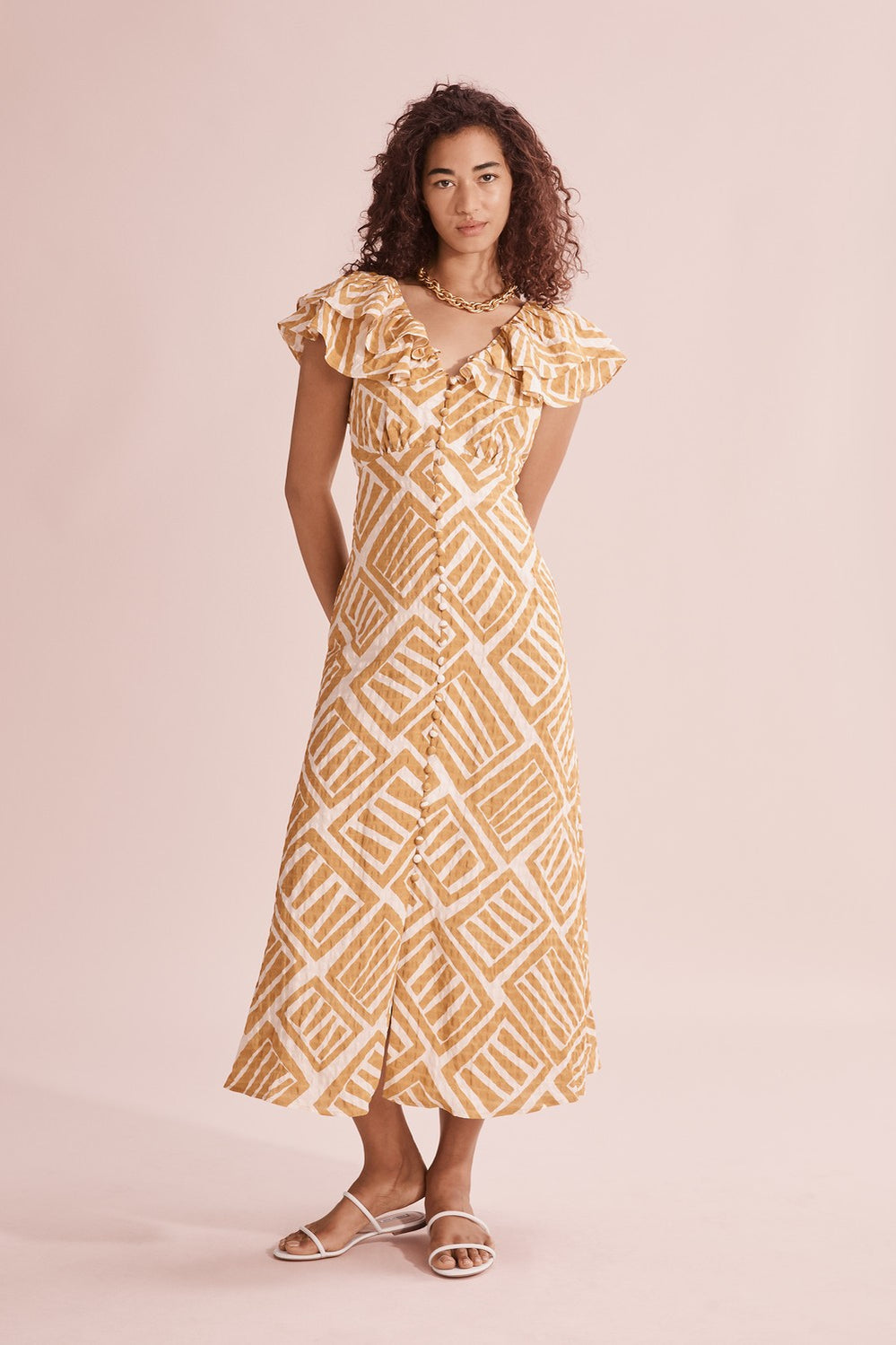 Print Ruffle Maxi Dress