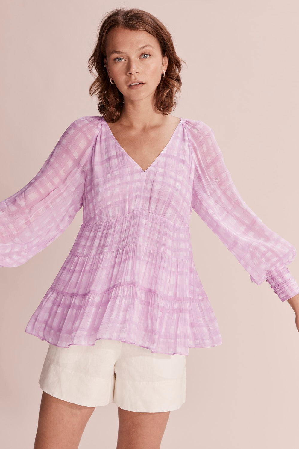 Print Soft Tiered Blouse