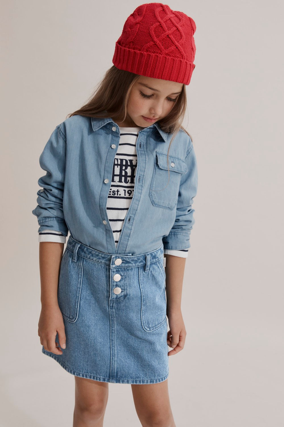 Button Denim Skirt
