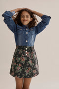 Printed Denim Skirt