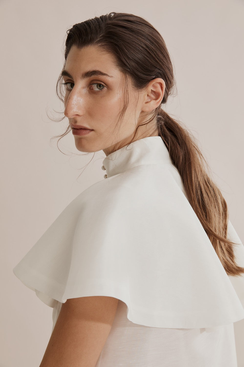 Bib Ruffle Sleeve Shirt