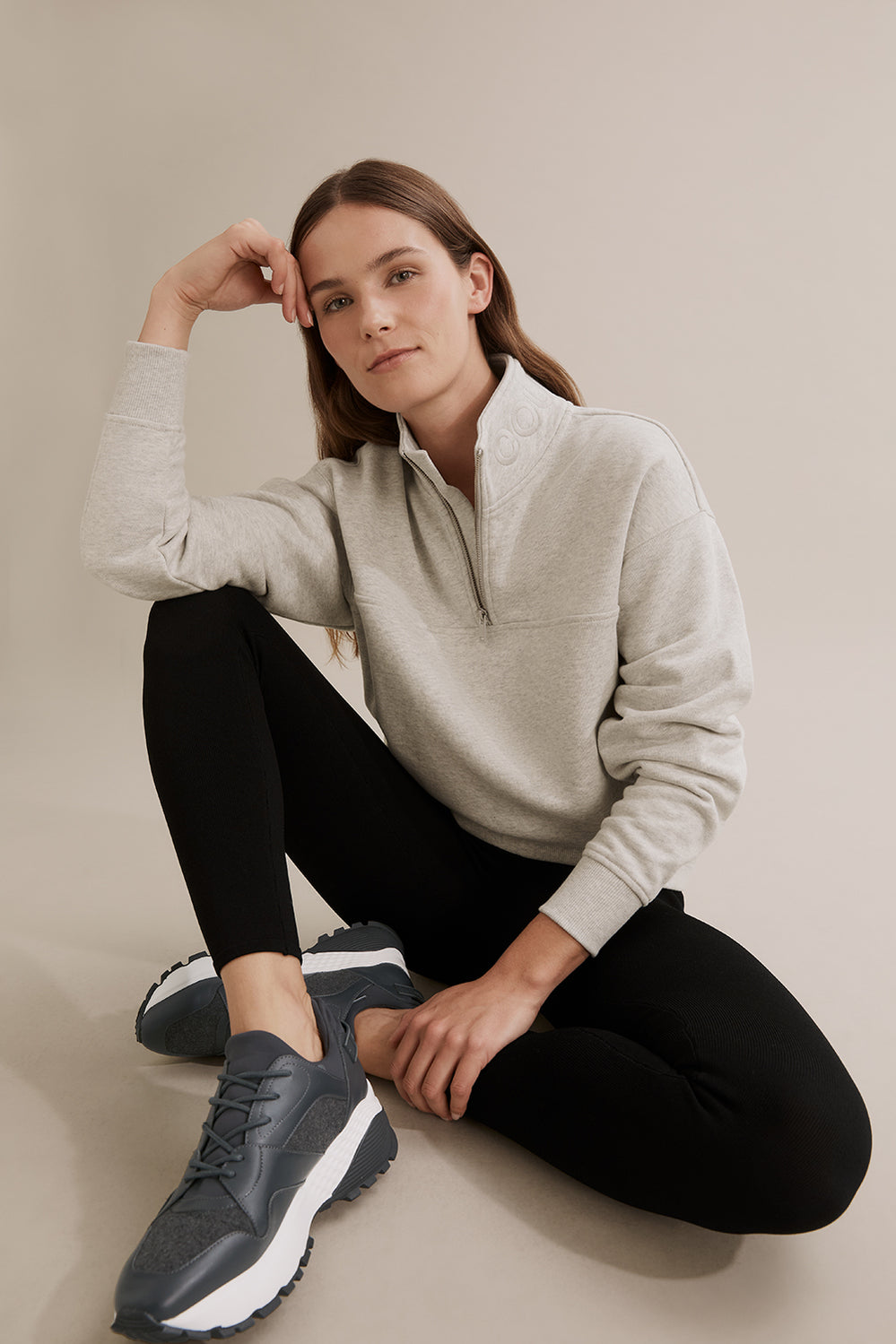 Cotton Zip Collar Sweat