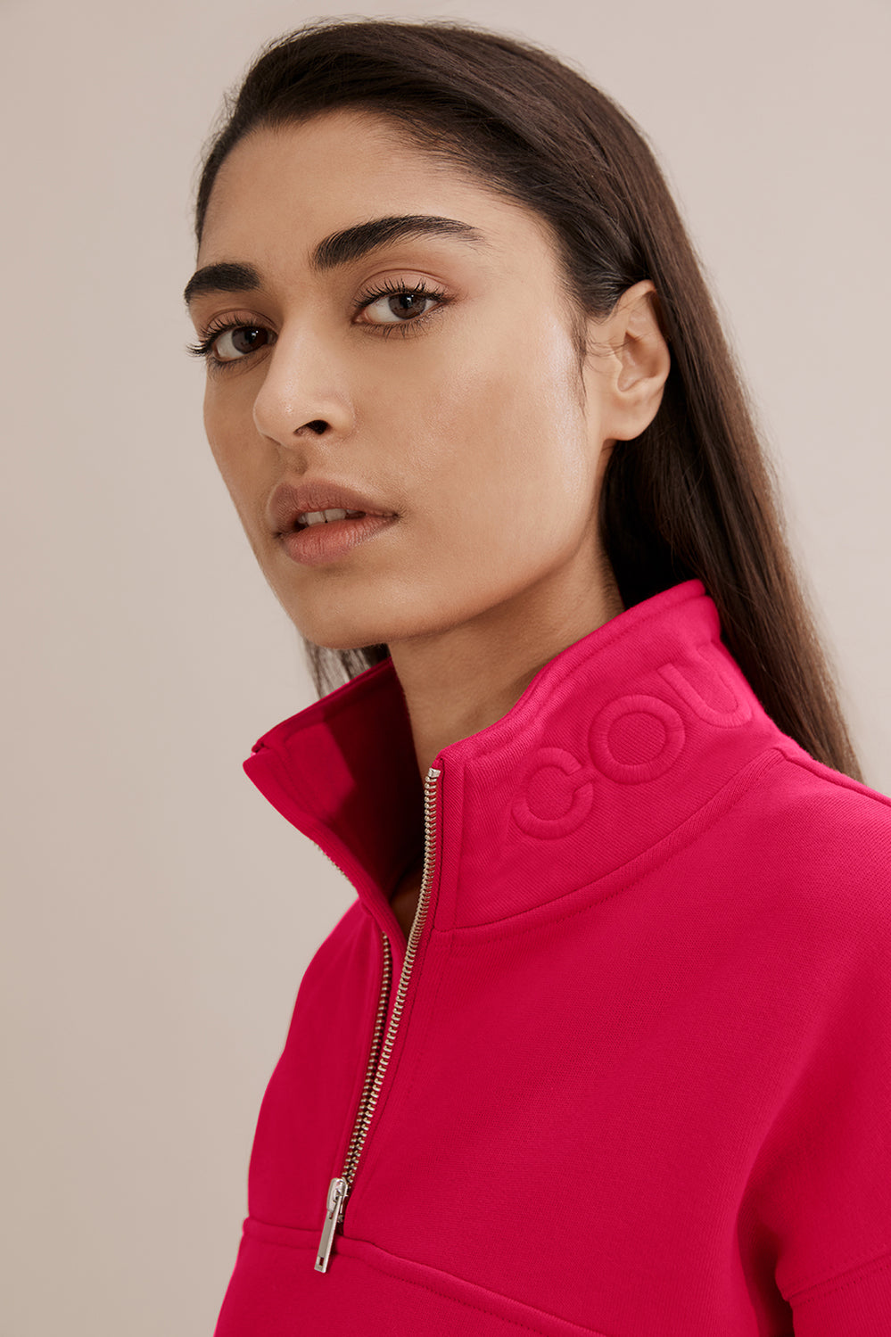 Cotton Zip Collar Sweat