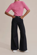 Raw Cotton Denim Wide Leg Jean