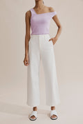 Cotton Blend High Rise Wide Leg Jean