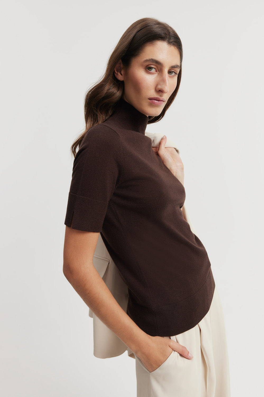 Merino Wool Silk Short Sleeve Knit