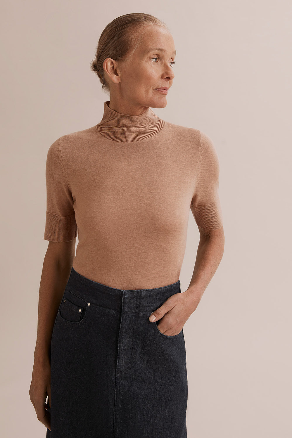 Merino Wool Silk Short Sleeve Knit