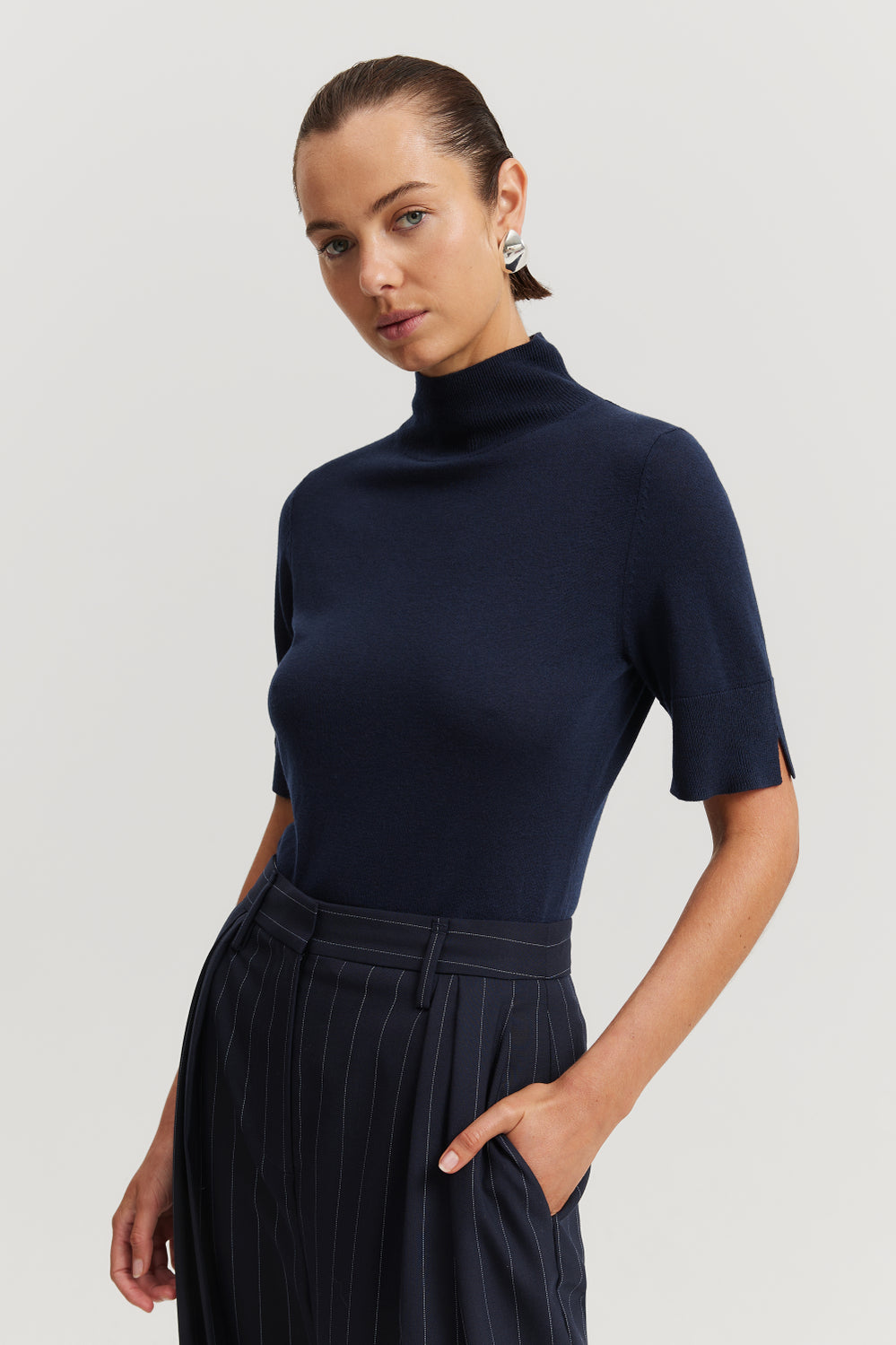 Merino Wool Silk Short Sleeve Knit
