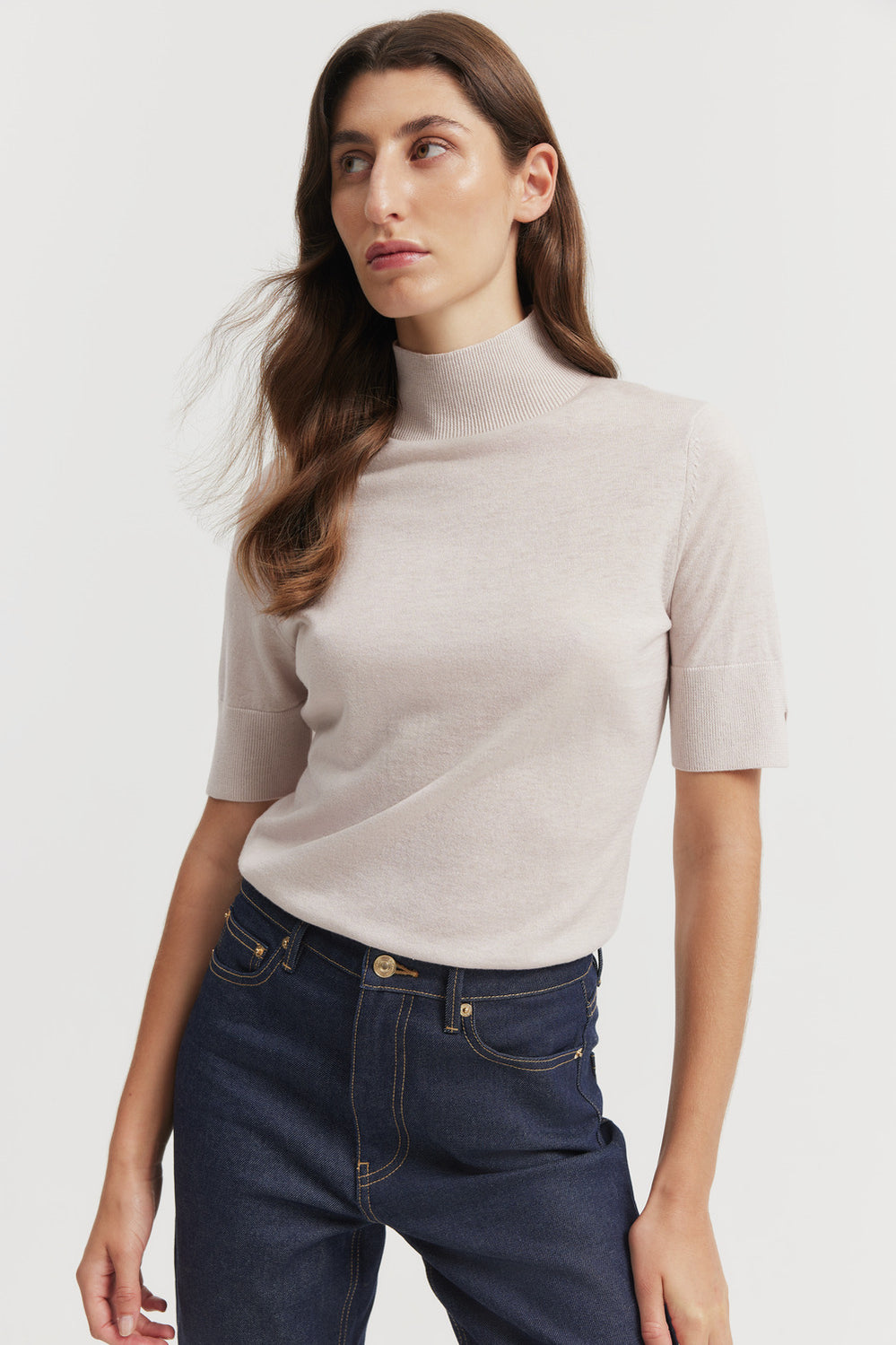 Merino Wool Silk Short Sleeve Knit