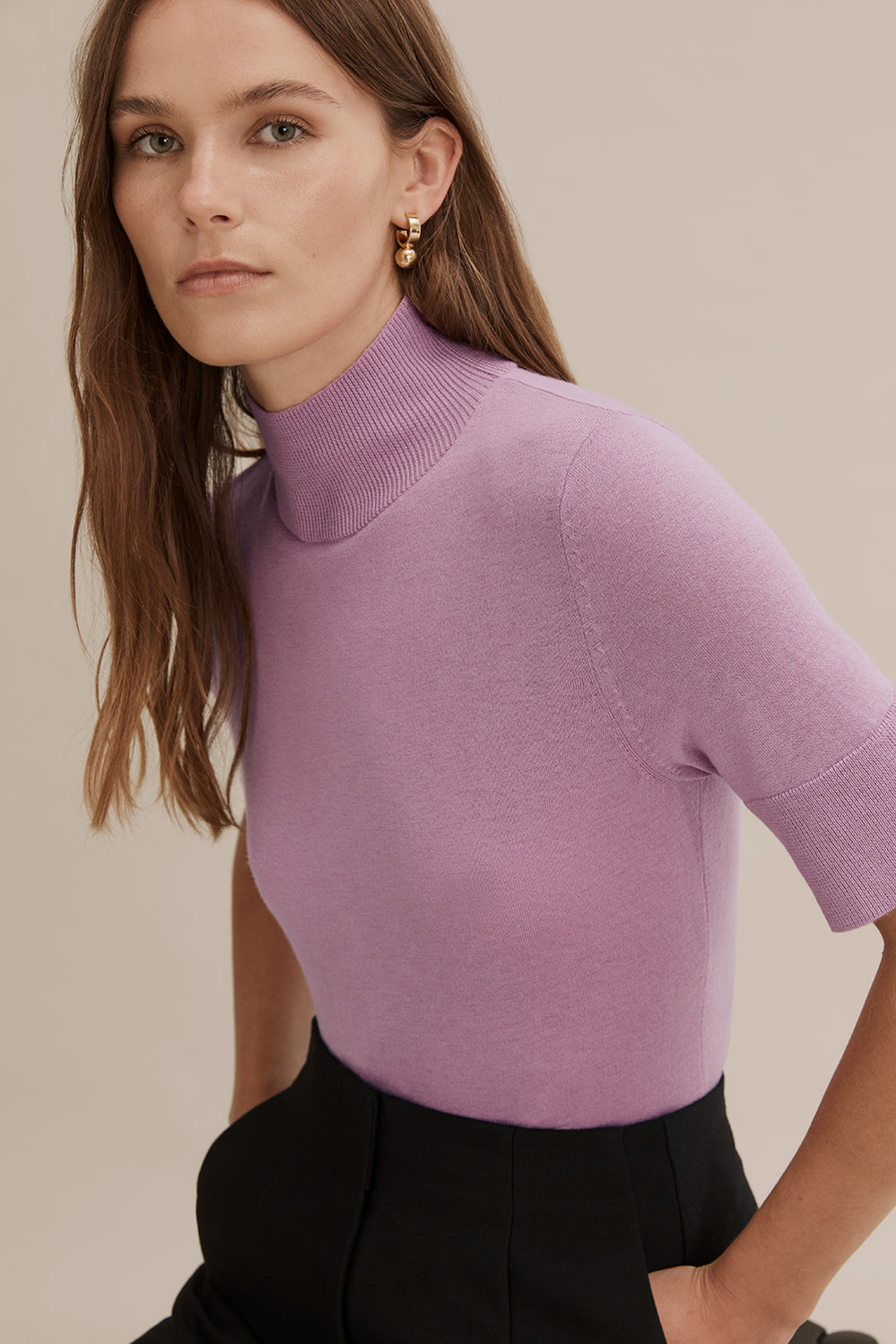 Merino Wool Silk Short Sleeve Knit