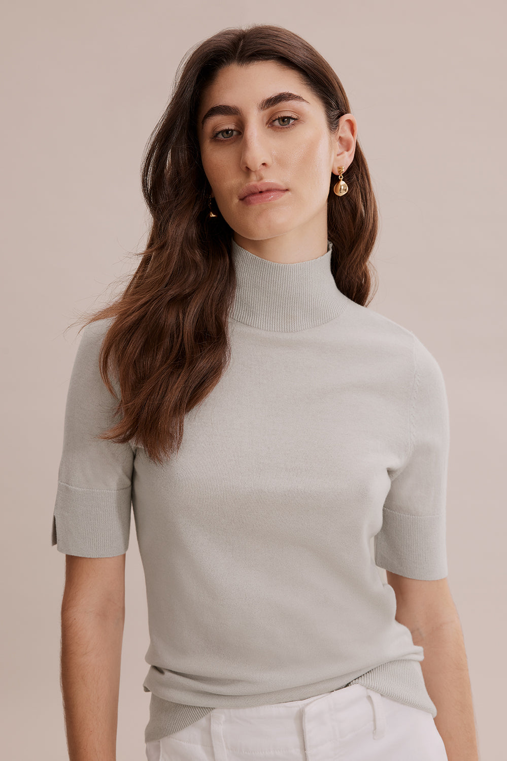 Merino Wool Silk Short Sleeve Knit