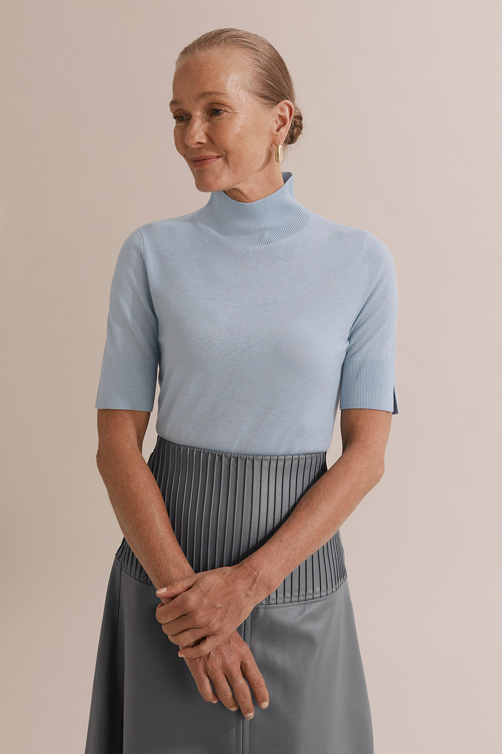 Merino Wool Silk Short Sleeve Knit