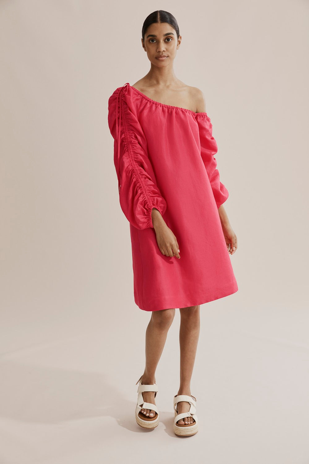 Ruched Sleeve Dress