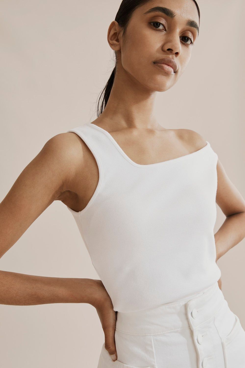 One Shoulder Rib Top