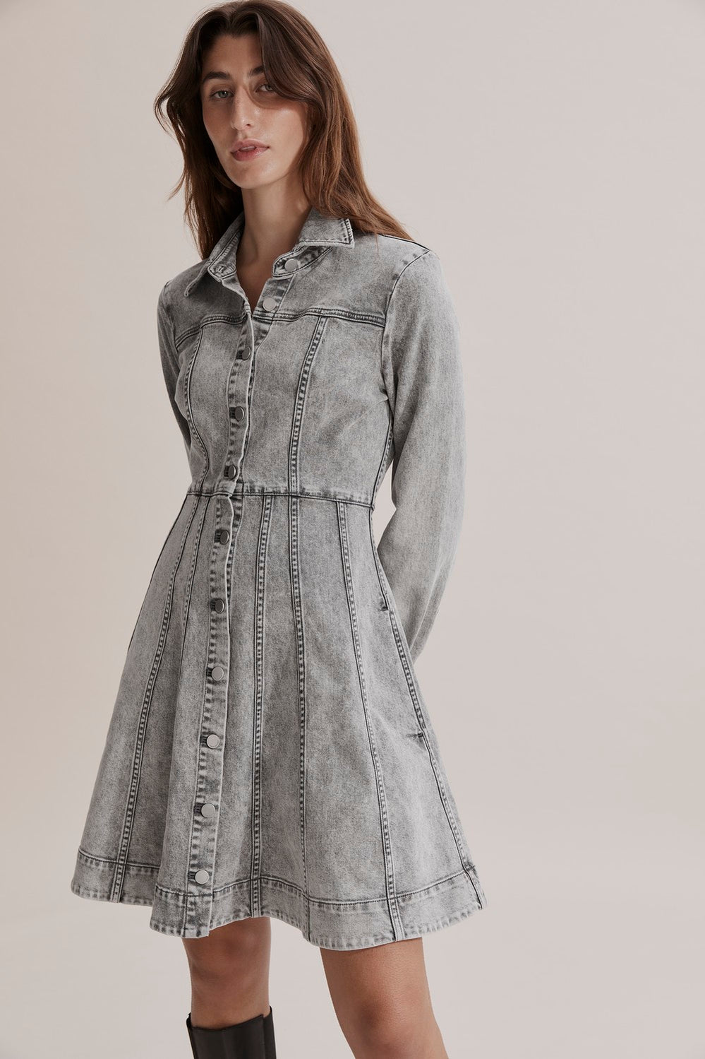 Panelled Cotton Denim Dress