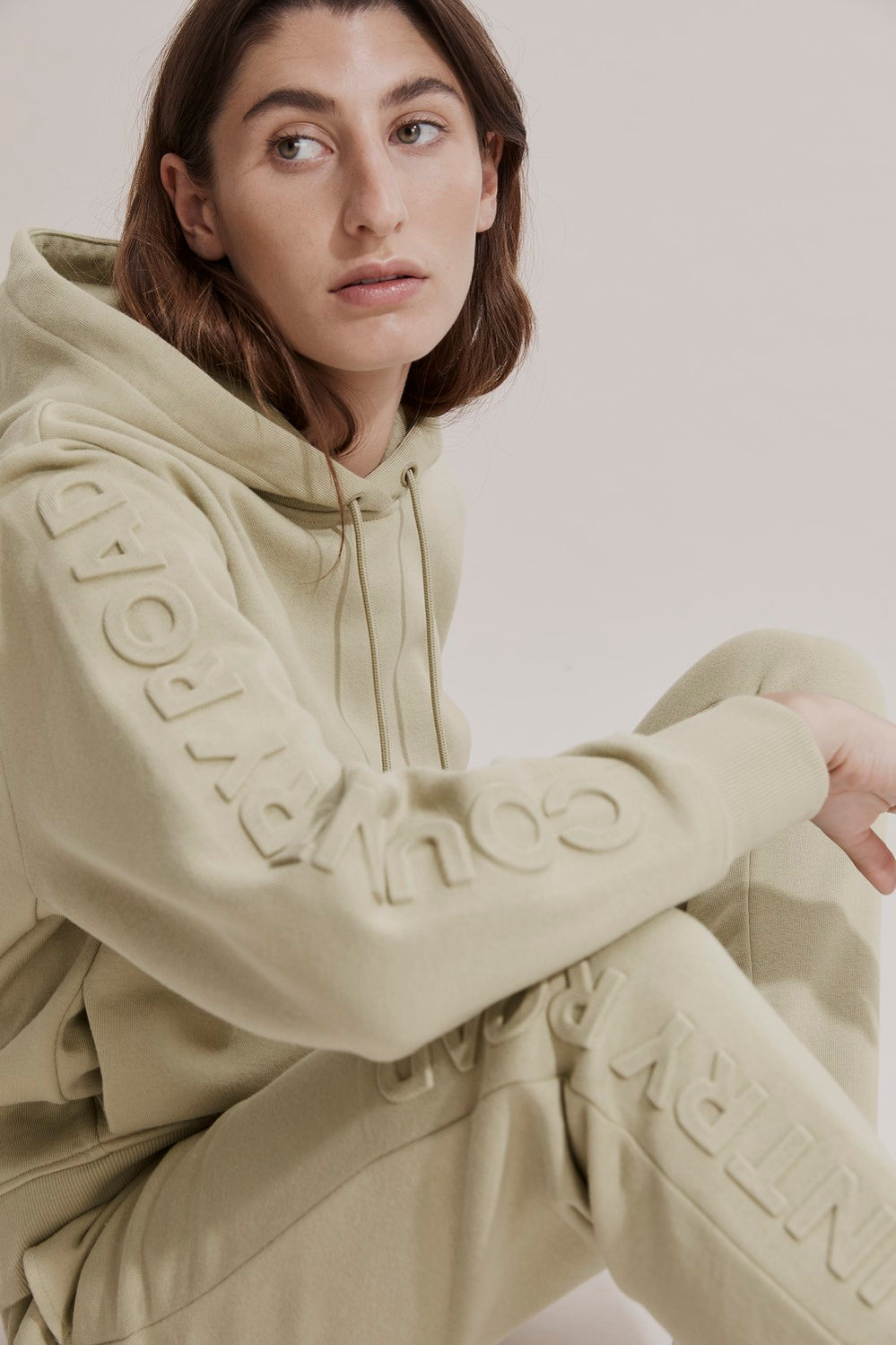 Cotton Embossed Sleeve Hooded Sweat