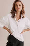 Cotton High Collar Denim Shirt