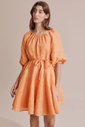 French Linen Godet Detail Mini Dress