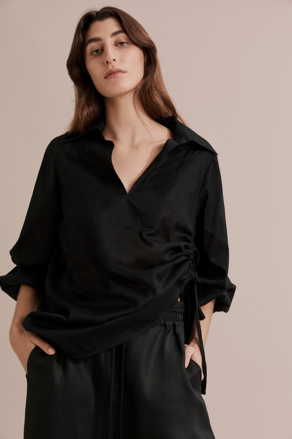 Ruched Voile Shirt