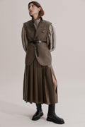 Pleat Split Skirt