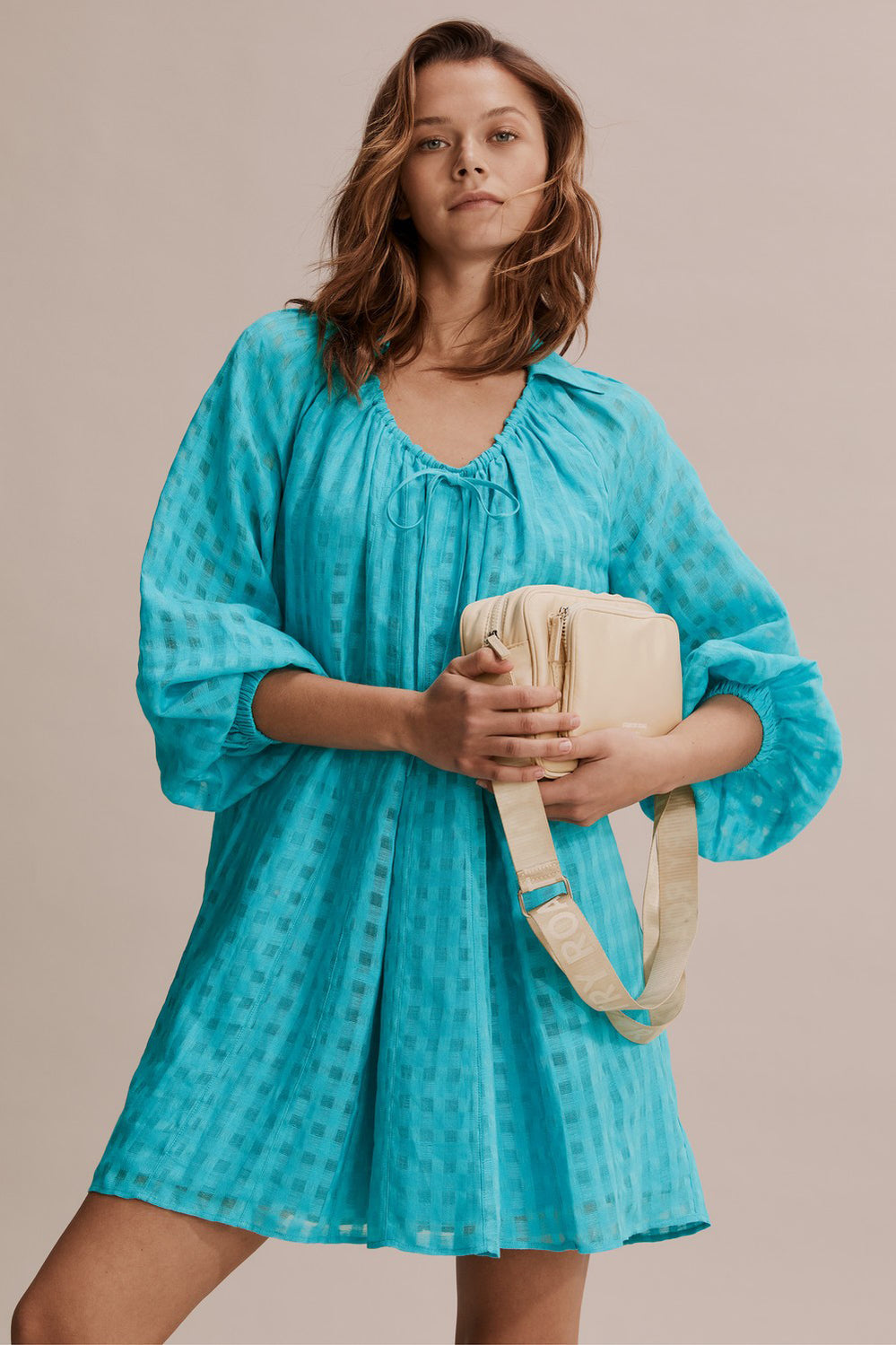 Gathered Neck Mini Dress