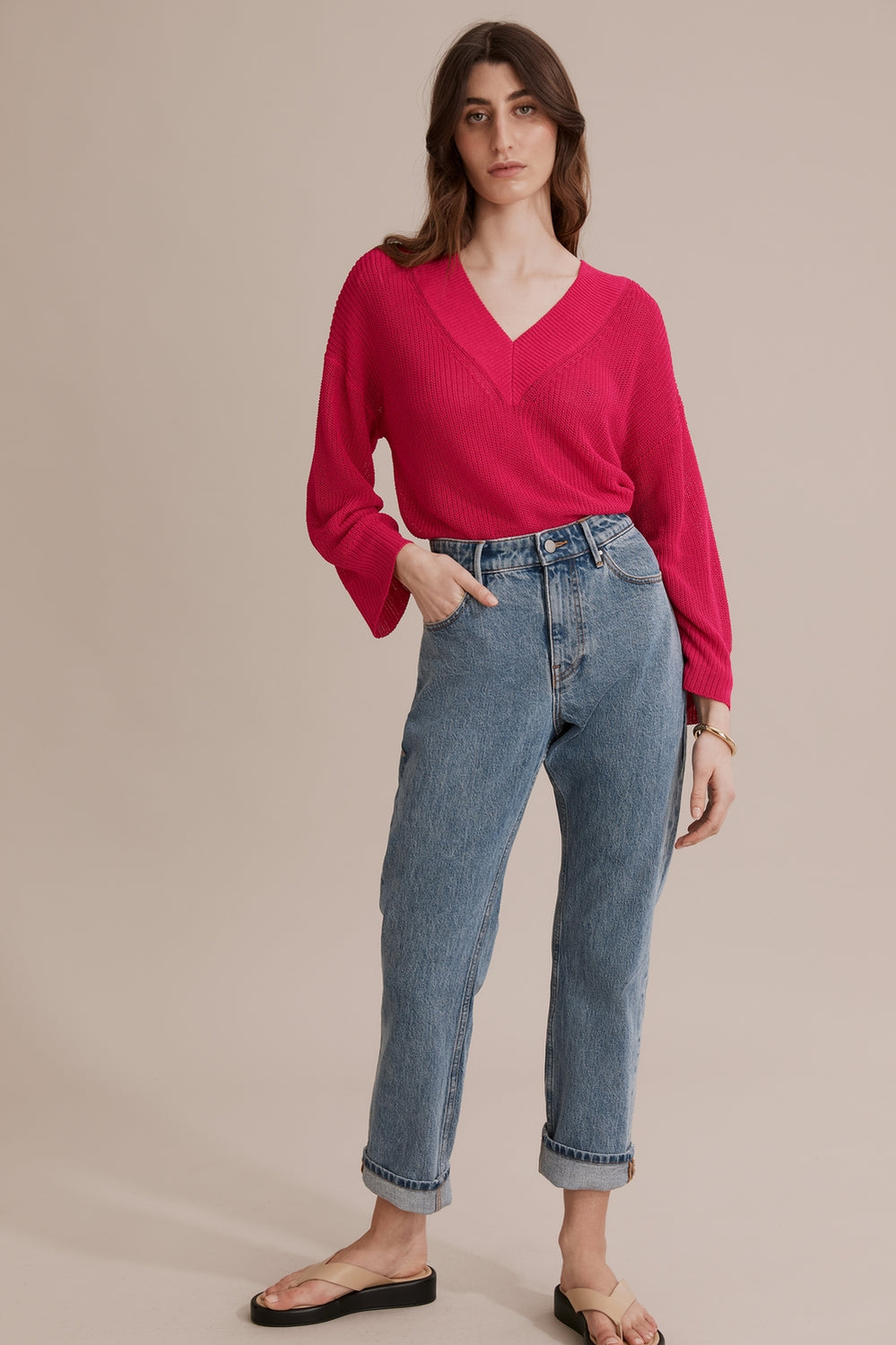 Mesh V-Neck Knit