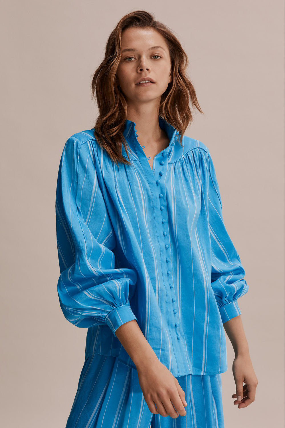 Stripe Blouson Sleeve Shirt