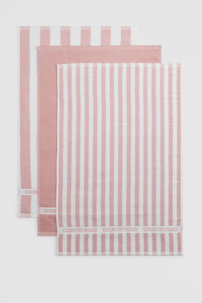 Cr Stripe Australian Cotton Tea Towel Pack Of 3