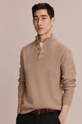 Cotton Textured Mock Neck Knit