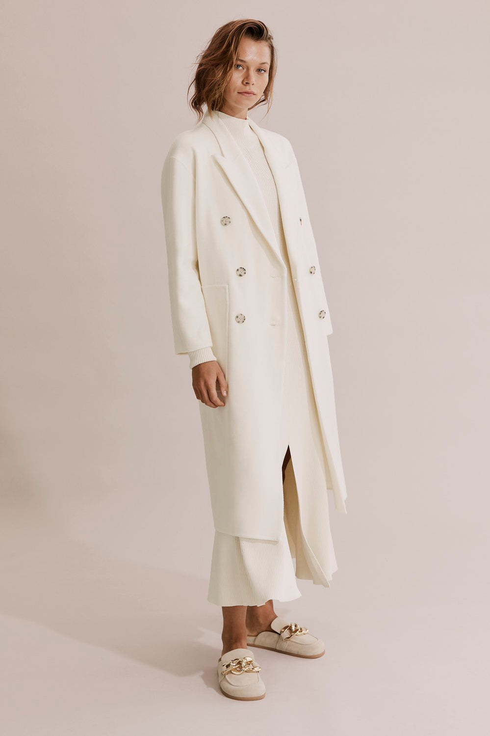 Button Detail Soft Coat