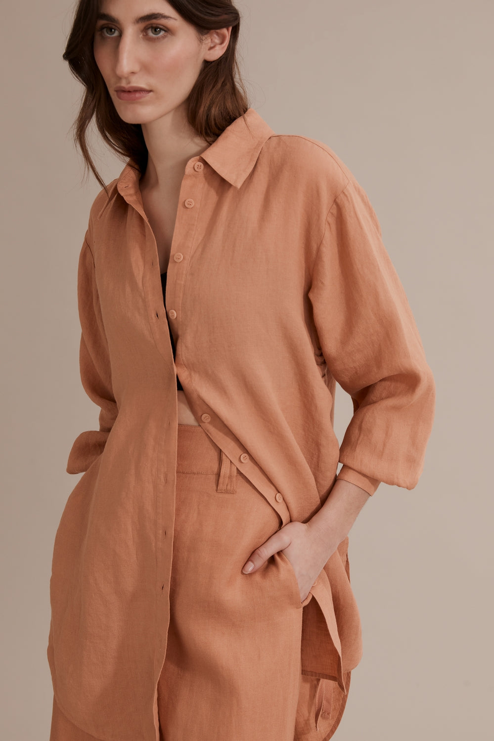 Linen Ruched Side Tunic