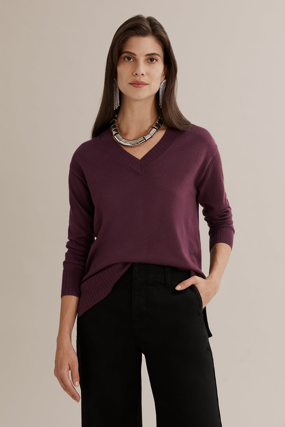 Merino Wool V-Neck Knit