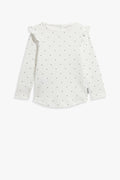 Cotton Pin Dot Frill T-Shirt