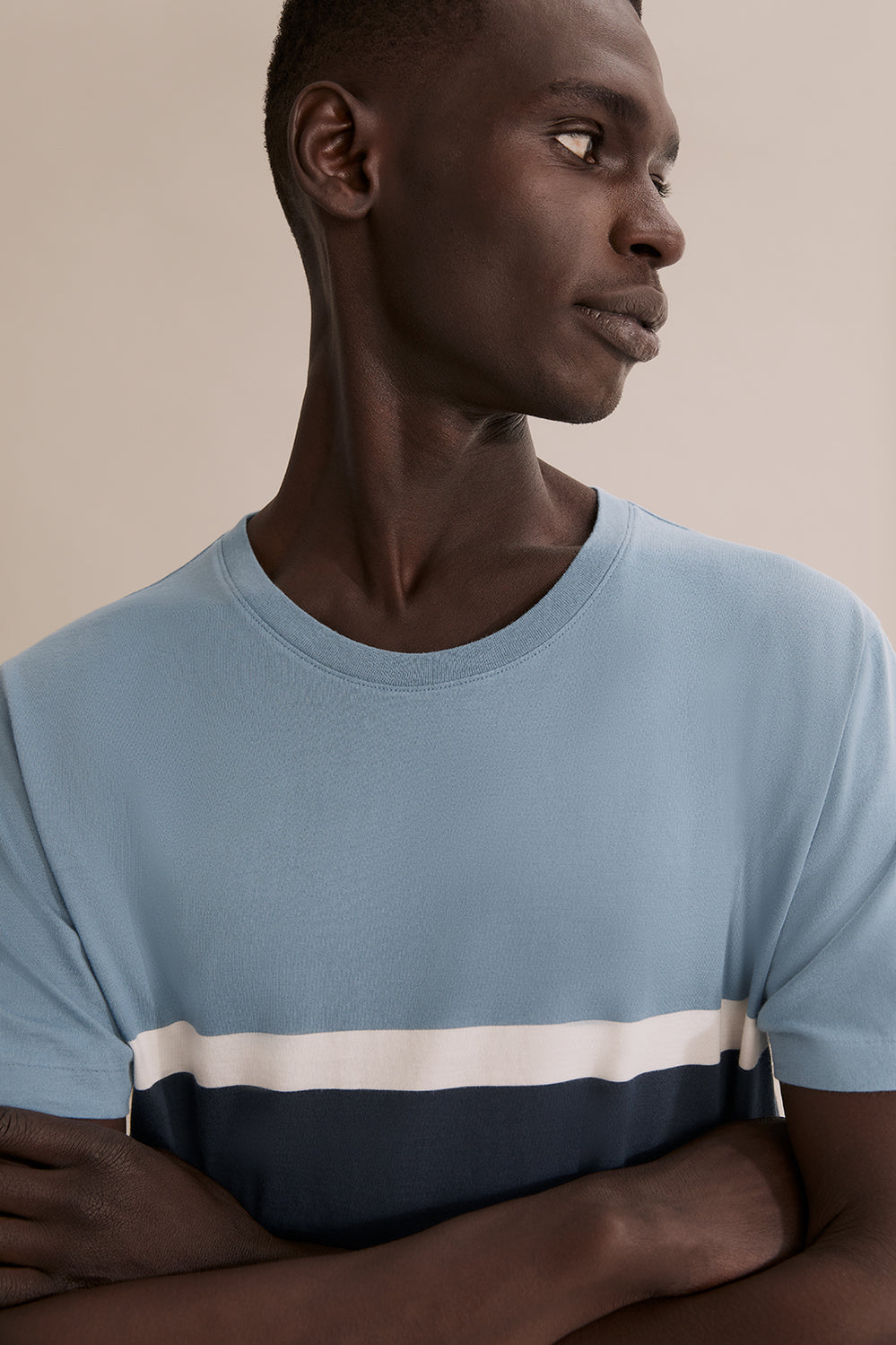 Block Stripe Pima Crew T-Shirt