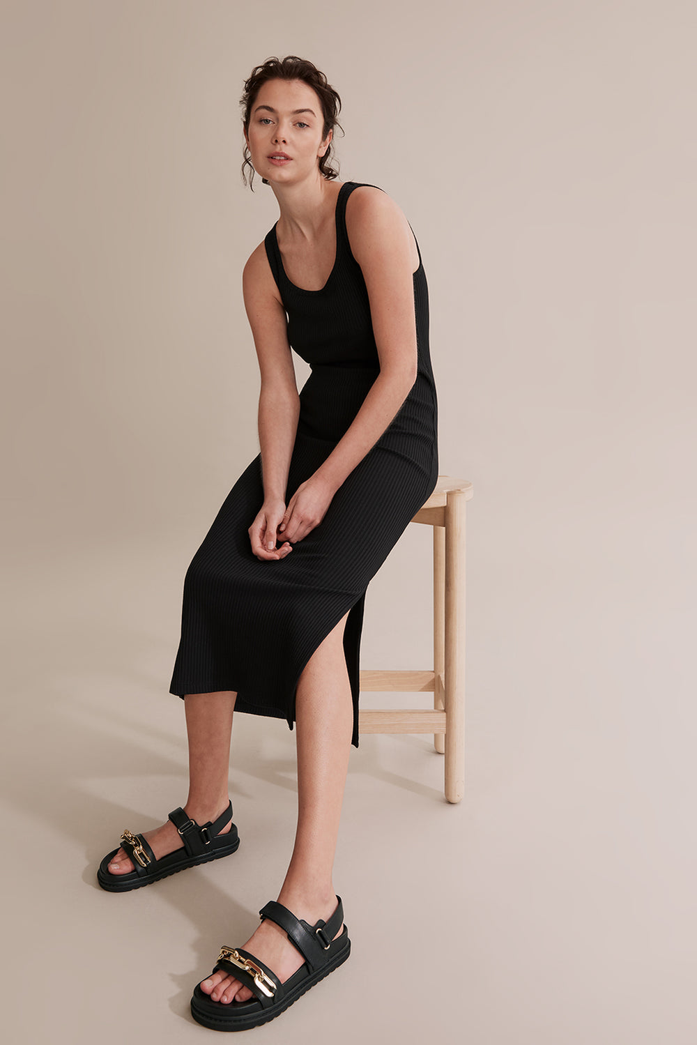 Square Neck Rib Dress