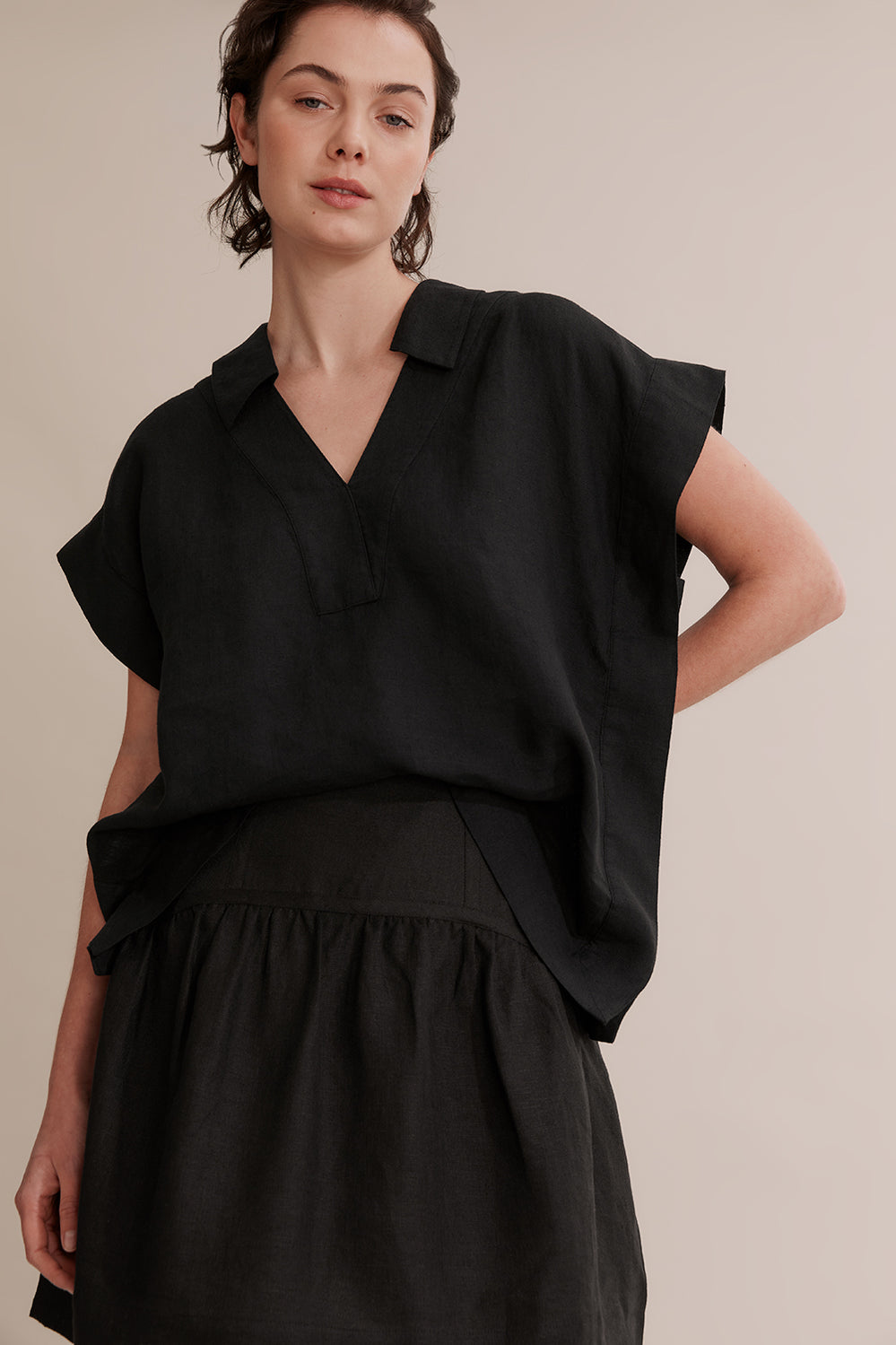 Linen Collared Popover