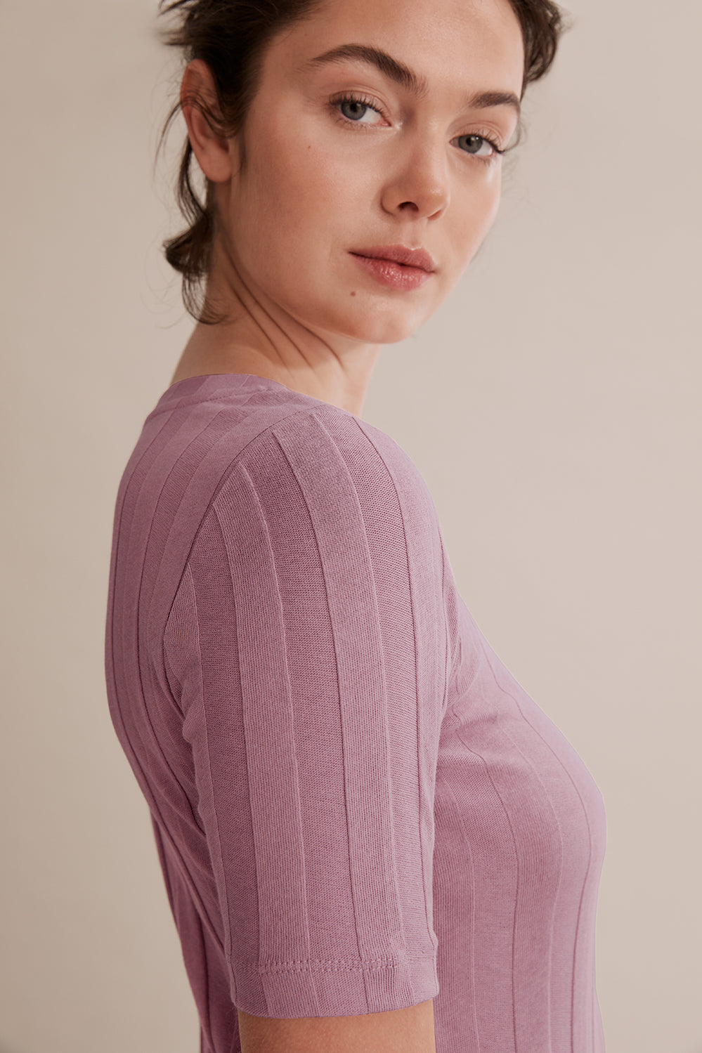 Short Sleeve Self Stripe T-Shirt